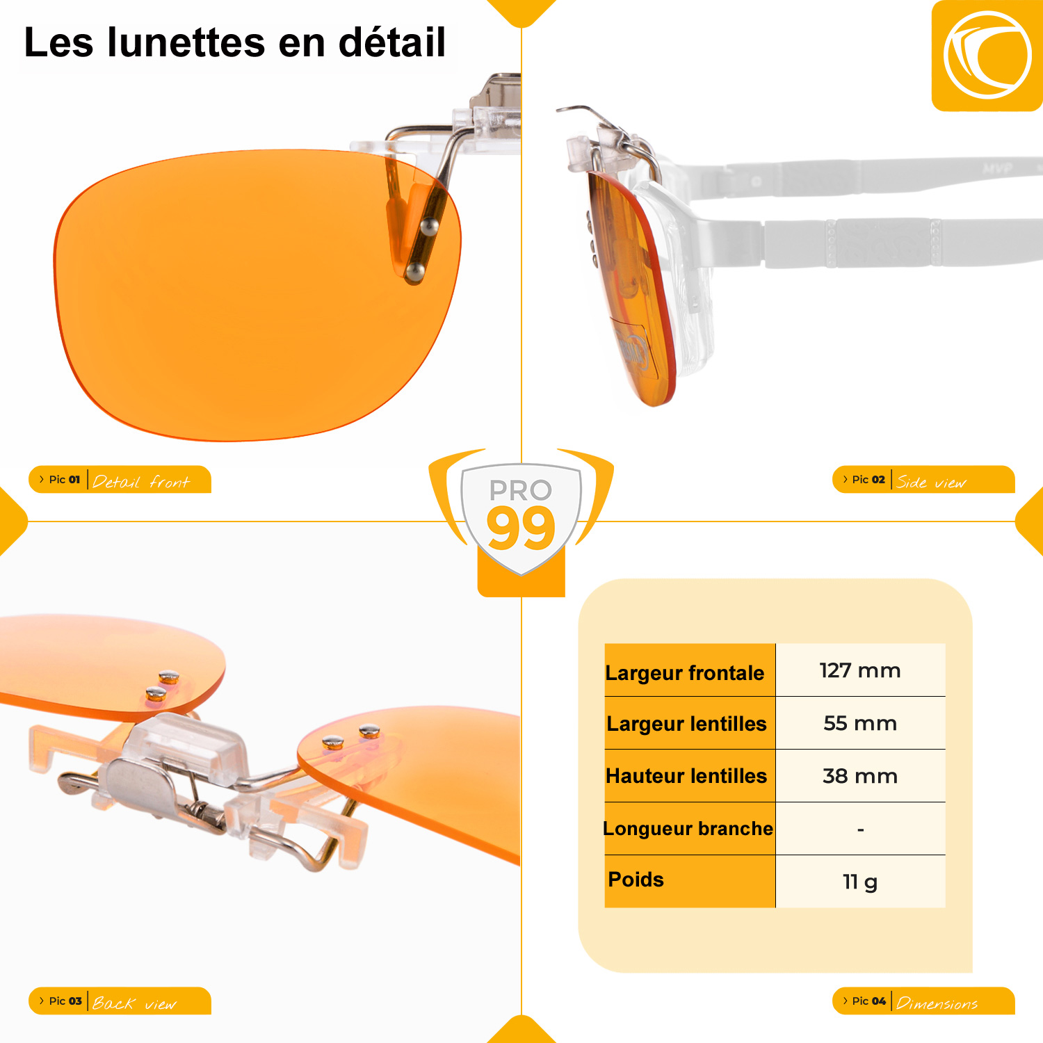 Lunettes CLiP-ON PRiSMA DRiVE85 pour la conduite jour et nuit