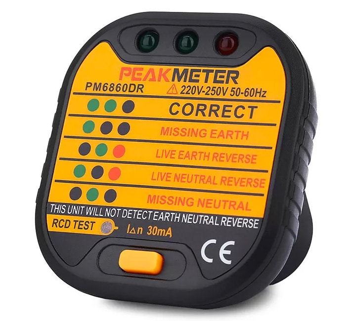 PM6860DR - Testeur de présence de terre et de différentiel 30 mA - Peakmeter