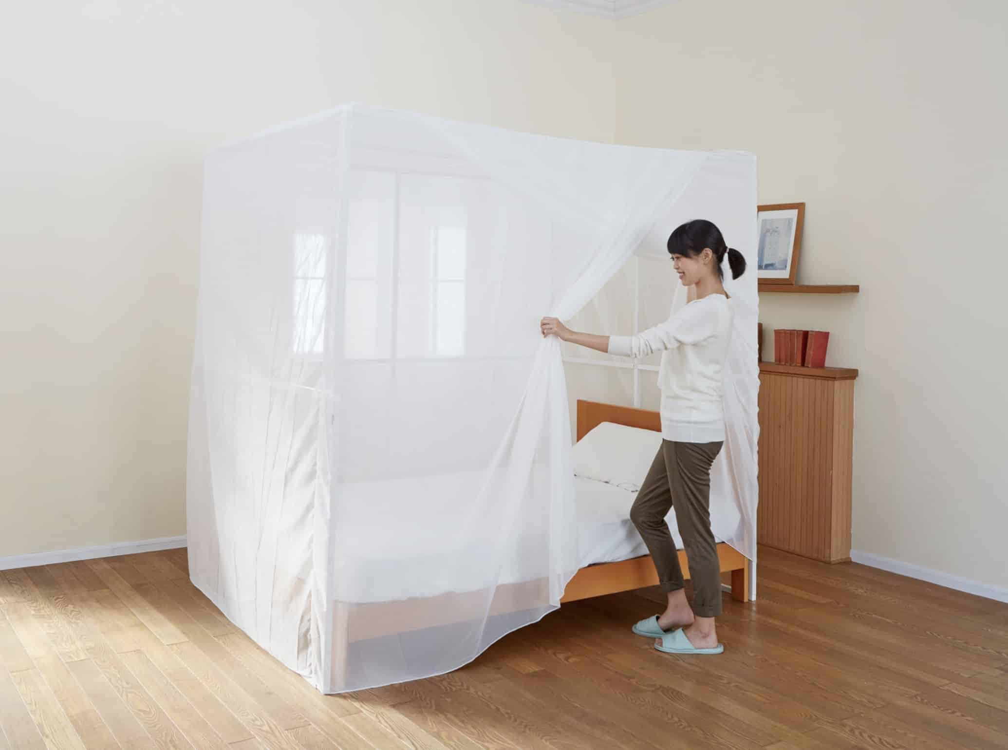 Baldaquin-cabine anti-ondes rectangulaire d'une personne en voile écran blanc contre les hautes fréquences