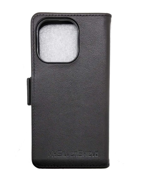 Etui anti-ondes en cuir noir pour Apple iPhone 16 Pro